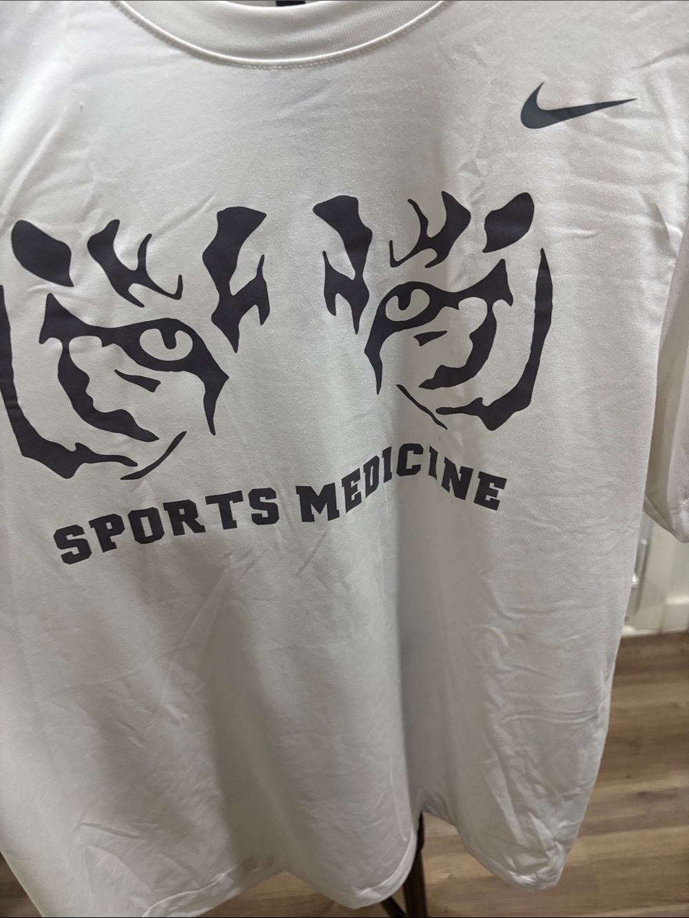 Nike White T-Shirt with Black Tiger Graphic Sports Medicine